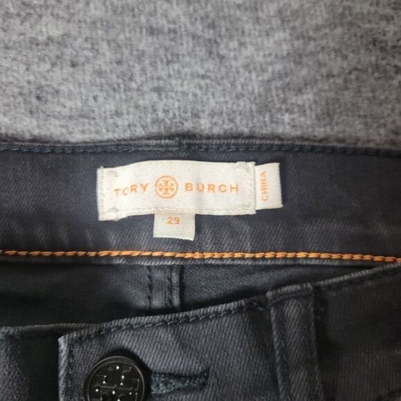 Tory Burch Super Skinny Womens Black Jeans Size 29 Embroidered Logo Packet - Picture 4 of 15